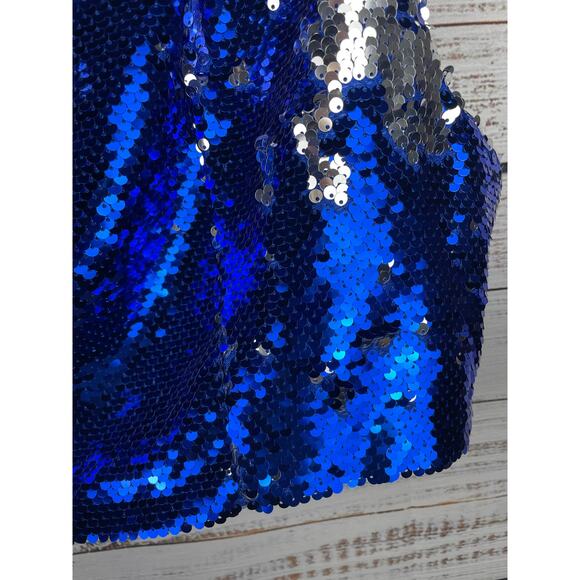 Collective the Label Cobalt Blue Full Sequin Cropped Tank Top ASOS Party 12 - Picture 4 of 10